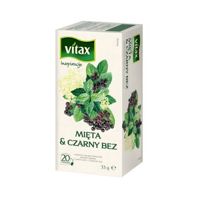 Herbata VITAX Inspiracje mięta i czarny bez 20 torebek ekspresowych do gastronomii