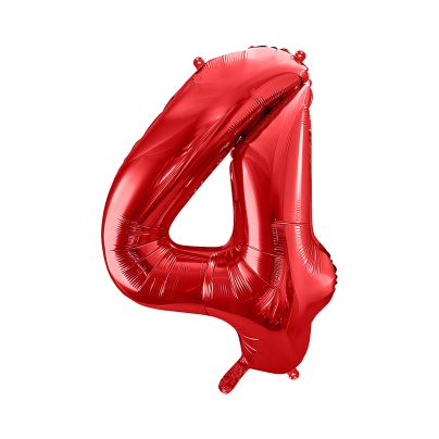 Balon foliowy Cyfra "4", 86cm, Czerwony