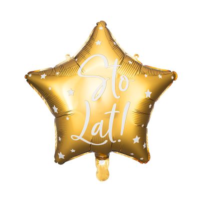 Balon Foliowy Gwiazda "Sto Lat!" Złoty 40cm