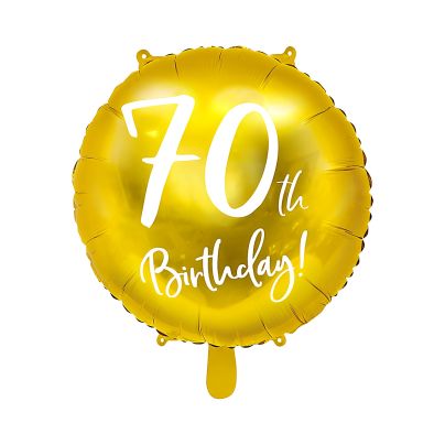 Balon Foliowy Okrągły Złoty 70th Birthday 45cm