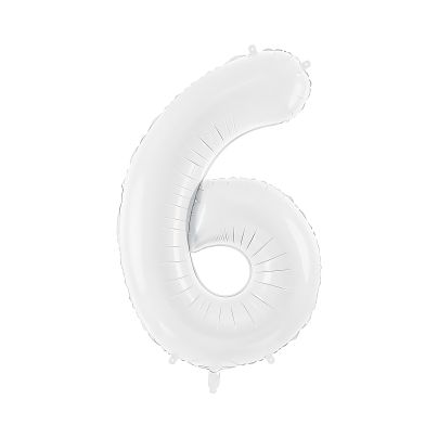Balon foliowy cyfra "6" biały 86 cm