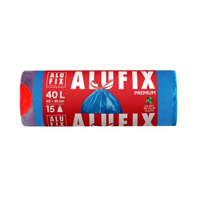 Worki na śmieci ze ściągaczem LDPE niebieskie 40l 60x60cm 15 sztuk