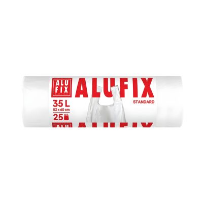 Worki na śmieci ALUFIX z uszami z polietylenu HDPE 35 litrów białe 25 sztuk