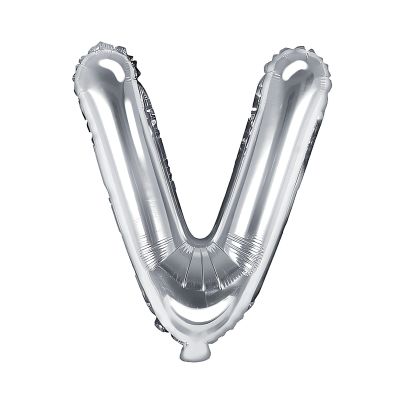 Balon Foliowy Litera V Srebrny 35 cm do Powietrza