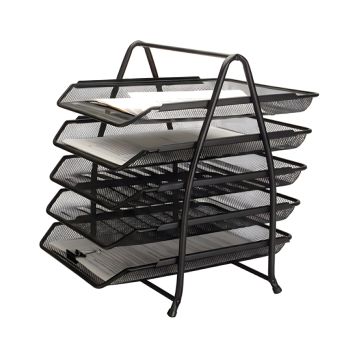 Zestaw na biurko Q-CONNECT Office Set metalowy z 5 szufladkami czarny organizacja biura