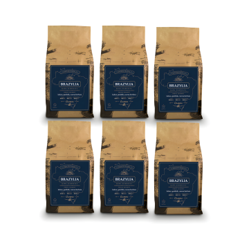 Kawa Ziarnista Caveres Brazylia 50/50 | Świeżo Palona Mieszanka Arabica Robusta | Zestaw 6kg (6x1kg)