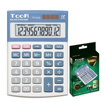 Kalkulator TOOR TR-2245, 12 pozycyjny, podwójne zasilanie