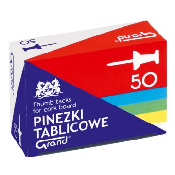 Pinezki tablicowe ; 50 szt. ; tekturowe opakowanie