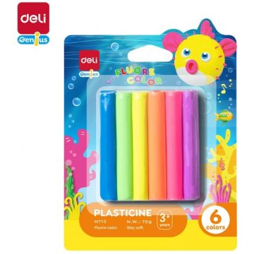 Plastelina 6 Kolorów Fluorescencyjna DELI EH713