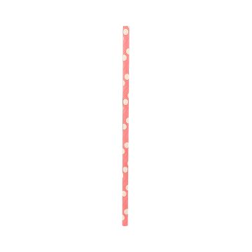 Słomki papierowe PARTY GO w kropki różowe 19,5 cm 12 sztuk