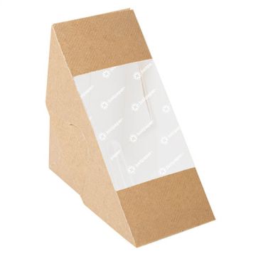 Opakowanie tekturowe z papierowym okienkiem na kanapki 12,4 x 12,4 x 7,5 cm 50 sztuk