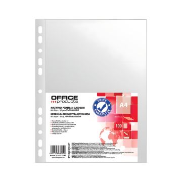 Koszulki na dokumenty A4 OFFICE PRODUCTS PP krystaliczne 30 mikronów 100 szt.