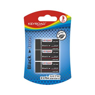 Gumka biurowa uniwersalna KEYROAD czarna w blistrze 1 sztuka