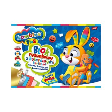 Blok rysunkowy kolorowy Bambino Plus format A3 gramatura 120g zestaw 10 sztuk