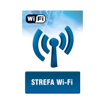 Znak Strefa Wi-Fi na płycie PCV 1 mm format A5 148x210 mm nieświecący