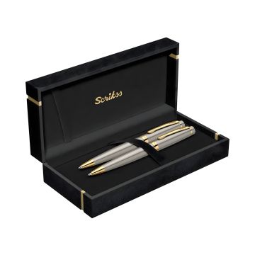 Zestaw długopis + ołówek Scrikss Honour 38 w eleganckim etui, kolor satin gold