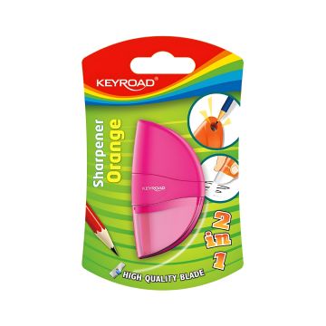 Temperówka plastikowa pojedyncza z gumką KEYROAD Orange mix kolorów blister