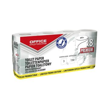 Papier toaletowy celulozowy OFFICE PRODUCTS Premium 3-warstwowy biały 150 listków 15m 8szt.
