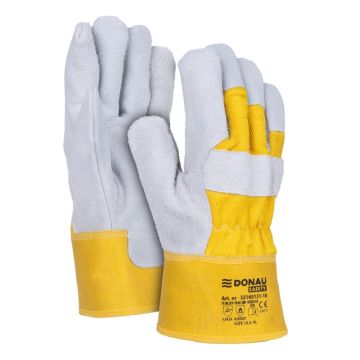 Rękawice robocze doker DONAU SAFETY DS-DOKBASIC dwoina bydlęca 10,5/XL szaro-żółte