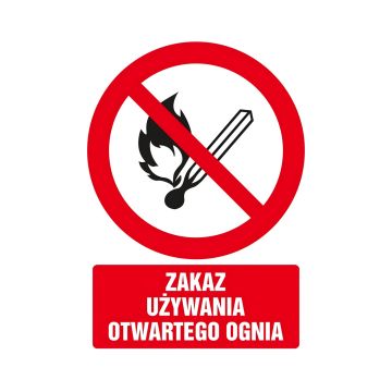 Znak BHP Zakaz używania otwartego ognia 105x148 mm na płycie PCV 1 mm nieświecący
