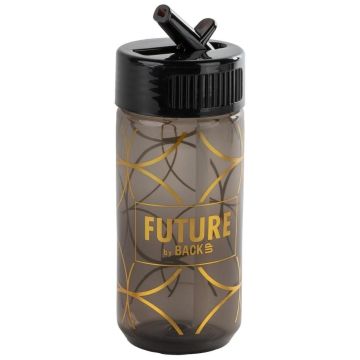 Bidon sportowy z wzorem elegancki czarny ze złotymi zdobieniami 600 ml