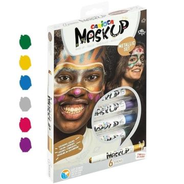 Kredki do twarzy Carioca MaskUp metaliczne zestaw 6 kolorów