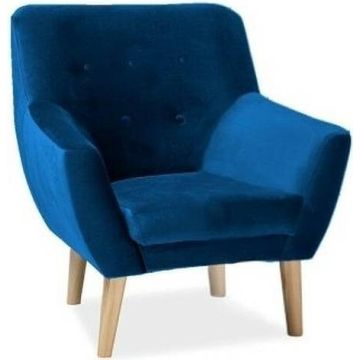 Fotel aksamitny granatowy z bukowymi nóżkami Nordic 1 Velvetu Signal