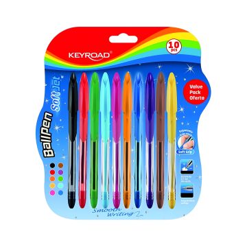 Długopis klasyczny KEYROAD Ball Pen Soft Jet 0,7 mm, 10 szt. mix kolorów blister