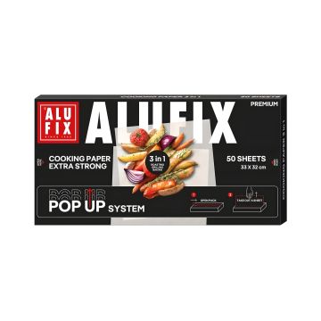 Papier do gotowania ALUFIX Pop-up 3w1 foliowany i nie foliowany 33x32cm 50 arkuszy