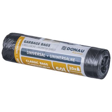 Worki na śmieci DONAU HOME, uniwersalne, 60l, 20 szt., czarne