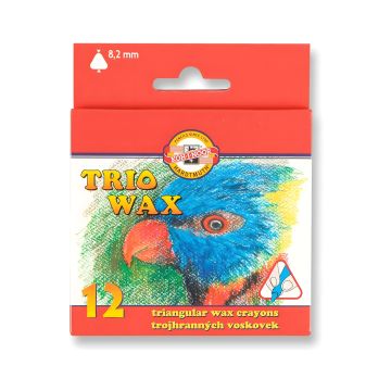 Kredki woskowe Koh-i-noor Trio Wax 12 kolorów średnica 8,2 mm