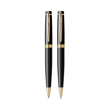 Zestaw długopis + ołówek Scrikss Honour 38 w eleganckim etui, kolor czarne złoto