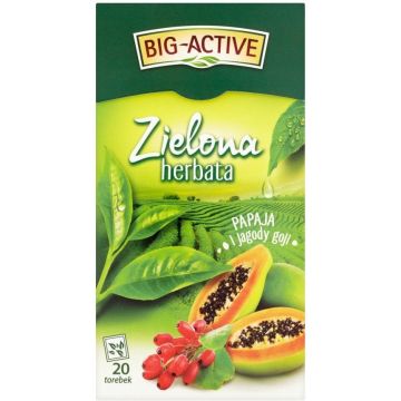 Herbata Zielona Big-Active Papaja Jagody Goi 20 saszetek
