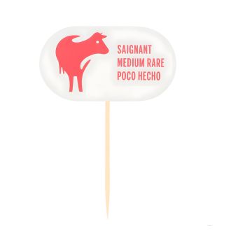 Patyczki do steków drewniane wzór Medium Rare 8 cm 100 sztuk