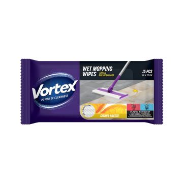 Chusteczki do mopowania podłóg na mokro VORTEX cytrusowa bryza zapachowa 15 sztuk