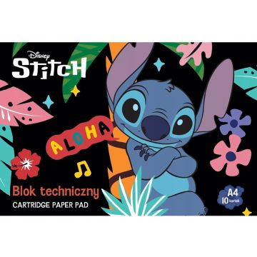 Blok techniczny A4, 10 arkuszy, klejony typu stitch