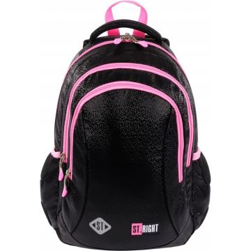 Plecak Szkolny Trzykomorowy dla Dziewczynki ST.RIGHT Black Glitter 20L