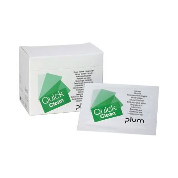 Chusteczki do oczyszczania ran QuickClean PLUM, nasączone wodą sterylną, 20 szt.