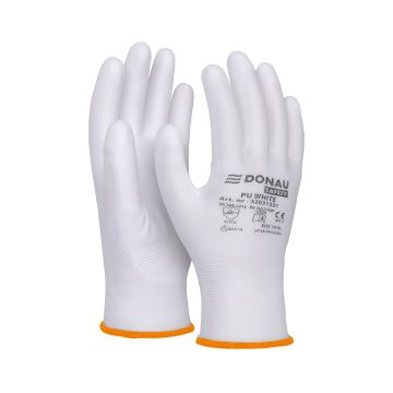 Rękawice ochronne DONAU SAFETY PU White kat. II rozmiar 7 białe