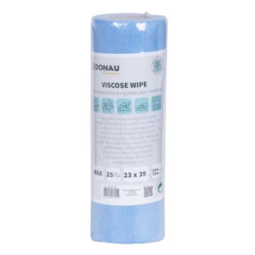 Ścierka z wiskozą 70% DONAU HOME rolka maxi 23x39cm 25 listków niebieska