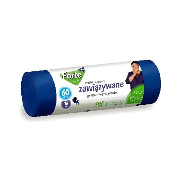Forte+WNS worki na śmieci 60L, 16 sztuk, zawiązywane – trwałe i praktyczne do codziennego użytku
