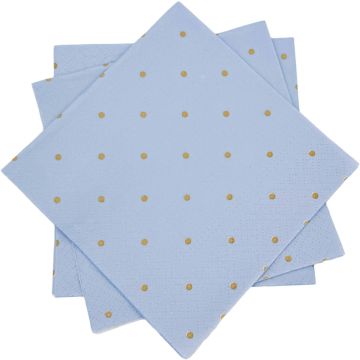 Serwetki Papierowe Trójwarstwowe PAW Golden Dots Jasnoniebieskie 33x33 cm 20 sztuk