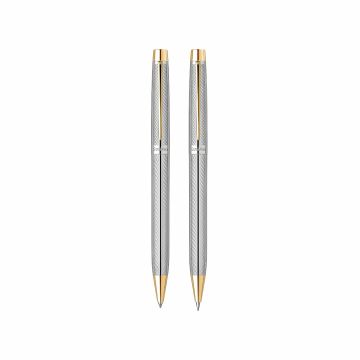 Zestaw długopis i ołówek Scrikss Venus 722 w etui, kolor złoty chrom