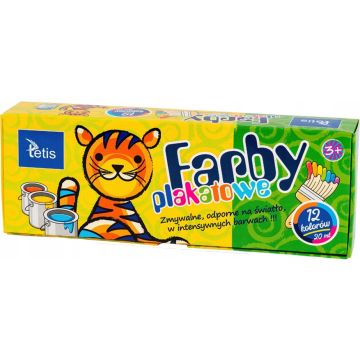 Farby Plakatowe 12 Kolorów 20ml TETIS