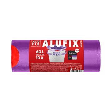 Worki na śmieci z elastyczną taśmą ALUFIX Elastic Fix, LDPE, 60l, 64x70cm, 10 szt.