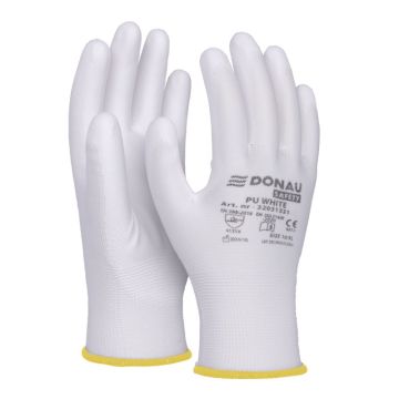 Rękawice ochronne DONAU SAFETY PU White kat. II rozmiar 8 białe