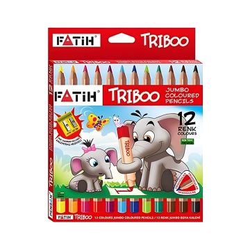 Kredki ołówkowe Fatih Triboo Jumbo 12 kolorów z temperówką