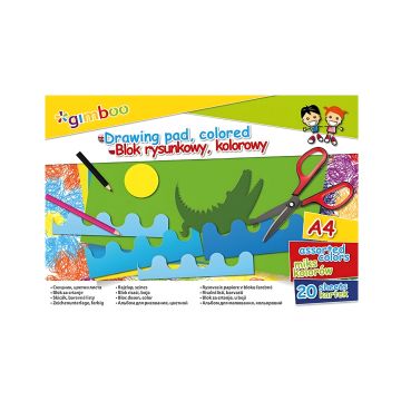 Blok rysunkowy GIMBOO, kolorowy, format A4, 70 gsm, 20 kartek