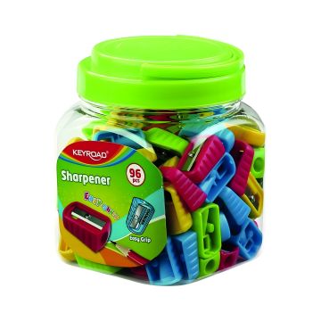 Temperówka plastikowa pojedyncza KEYROAD Easy-Sharp w tubie mix kolorów