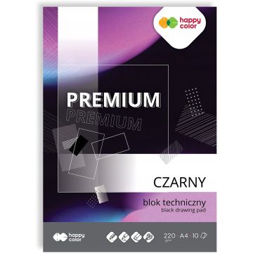 Blok Techniczny A4 Czarny 220g 10 arkuszy PREMIUM HA 3722 HAPPY COLOR